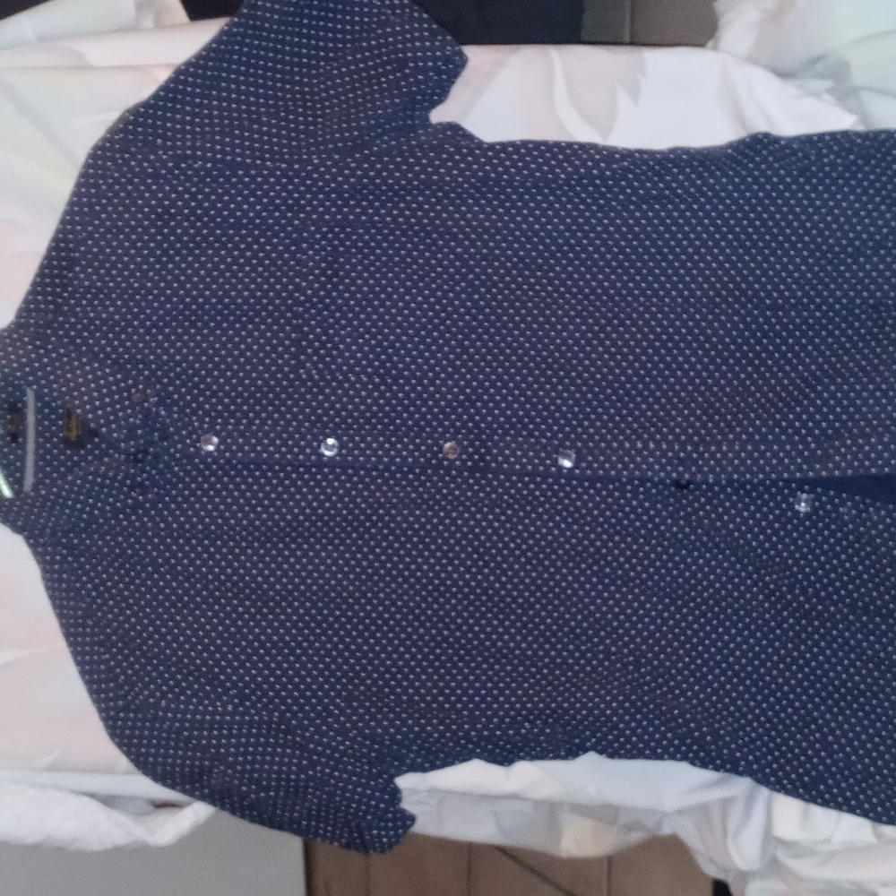 Boys Blue Pok a dot Button Down Shirt